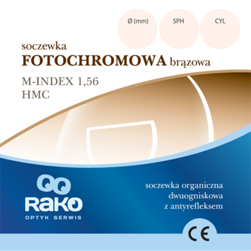 Organiczna 1,56 HMC Dwuogniskowa Fotochromowa Brązowa