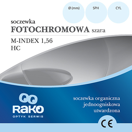 Organiczna 1,56 HC Fotochromowana Szara